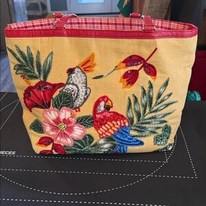 Christy Canvas Tote with Colorful Embroidery